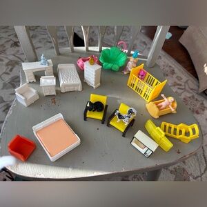 Vintage 80’s Yellow and White Dollhouse Furniture Set